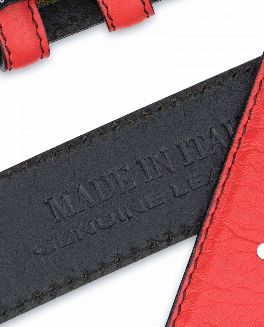 Red-Belt-With-No-Buckle-Soft-Italian-Leather-Made-in-Italy