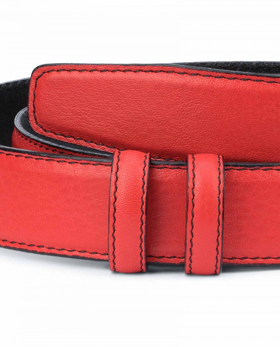 Red-Belt-With-No-Buckle-Soft-Italian-Leather-Pebbled
