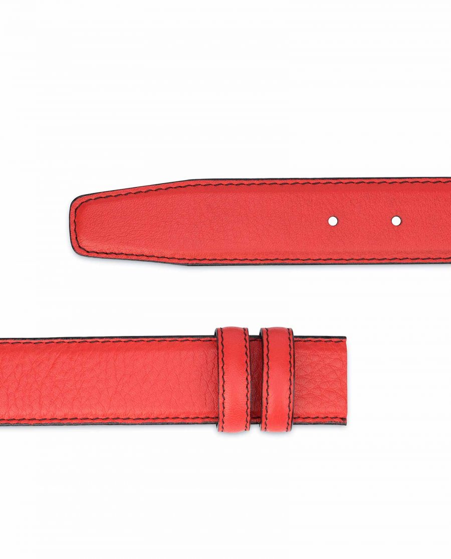 Red-Belt-With-No-Buckle-Soft-Italian-Leather-Replacement-35-mm