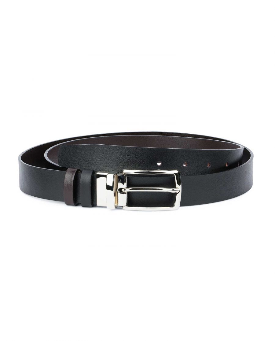 Reversible-Leather-Belt-Mens-Black-Brown-1-1-8-inch-Capo-Pelle