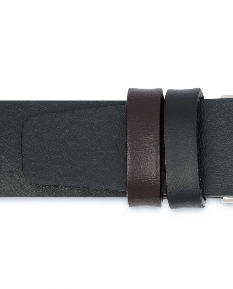 Reversible-Leather-Belt-Mens-Black-Brown-1-1-8-inch-Loops