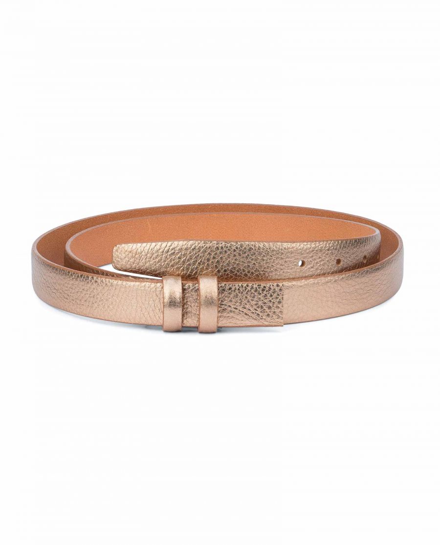 Rose-Gold-Belt-With-No-Buckle-Thin-Leather-Strap-Capo-Pelle