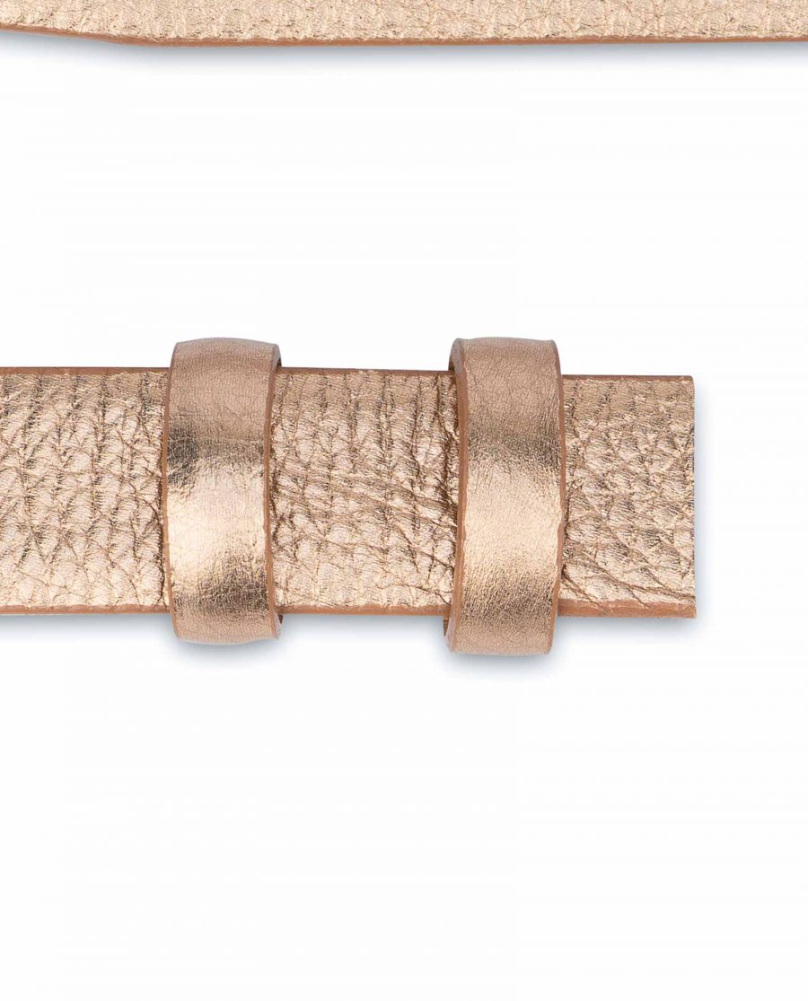 Rose-Gold-Belt-With-No-Buckle-Thin-Leather-Strap-Loops
