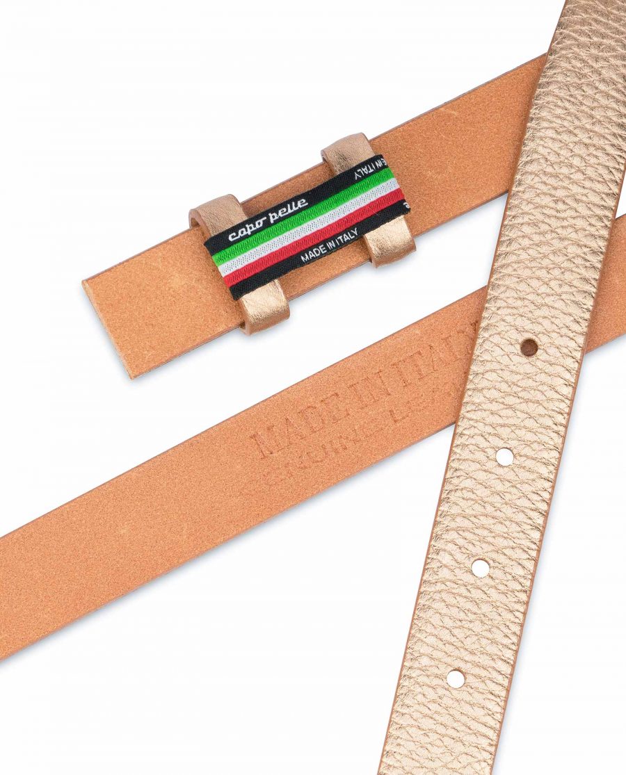 Rose-Gold-Belt-With-No-Buckle-Thin-Leather-Strap-Made-in-Italy