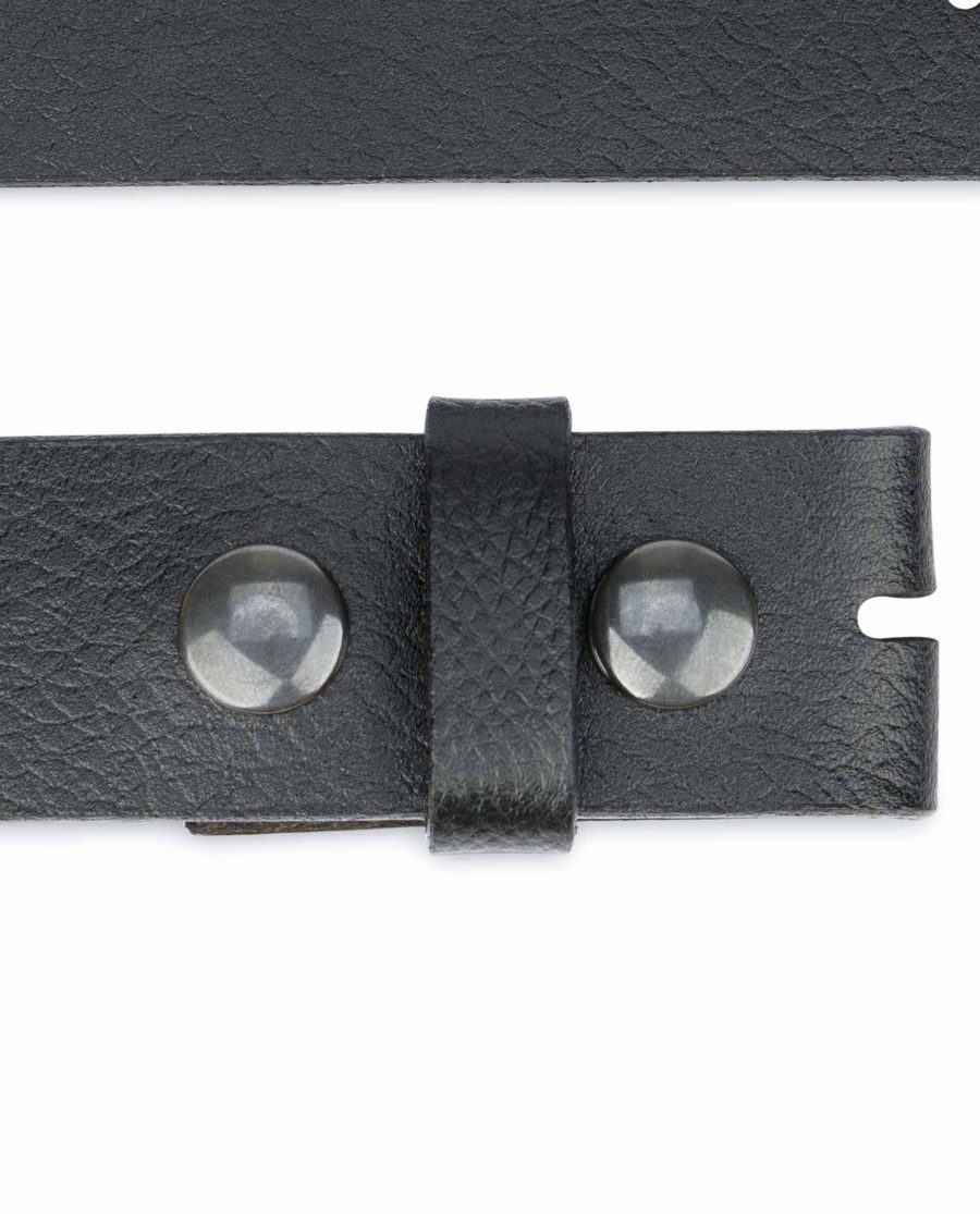 Snap-On-Belt-Without-Buckle-Black-Leather-Strap-1-3-8-inch-Buttons
