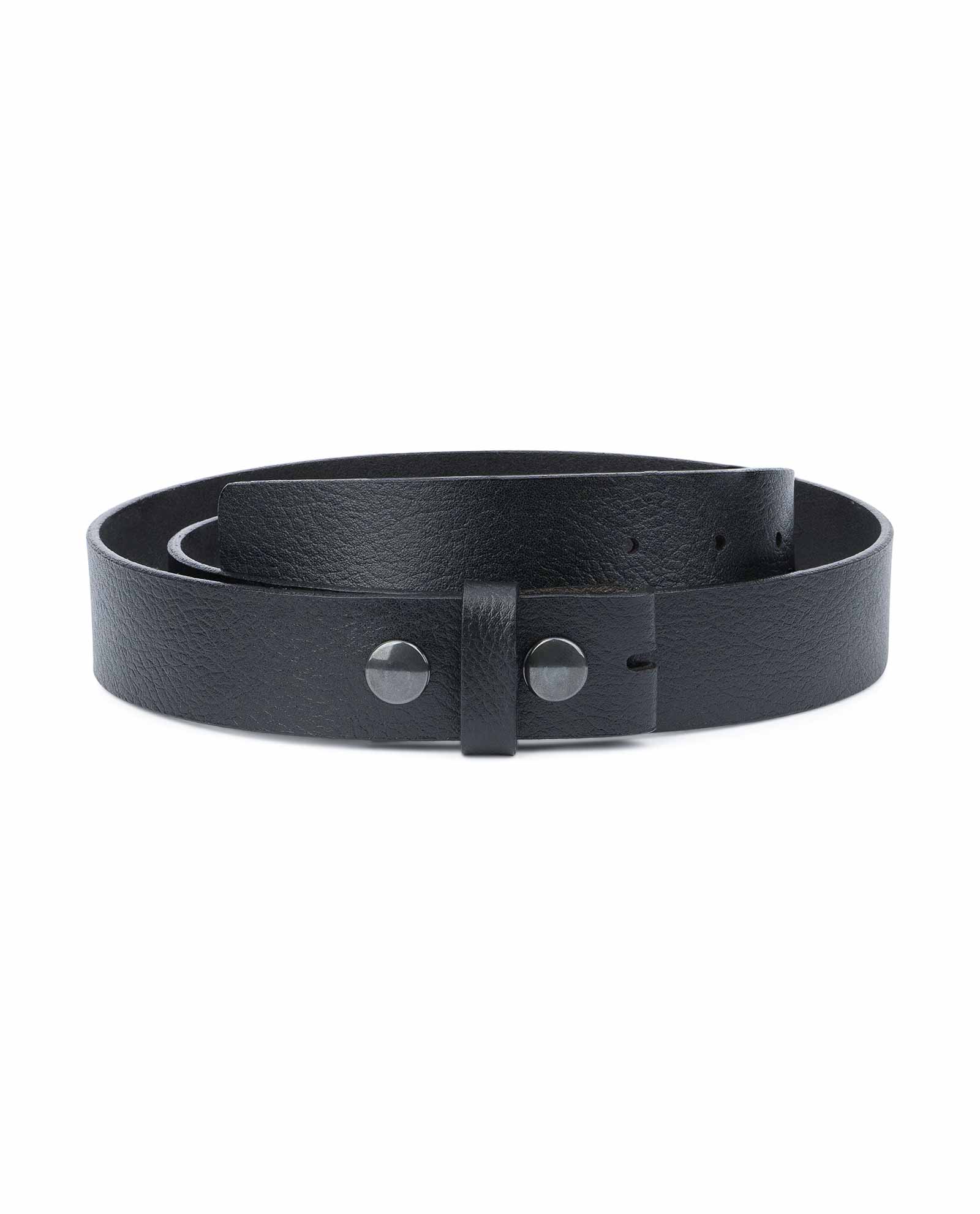 Buy Snap On Belt Without Buckle | Black Leather | LeatherBeltsOnline.com