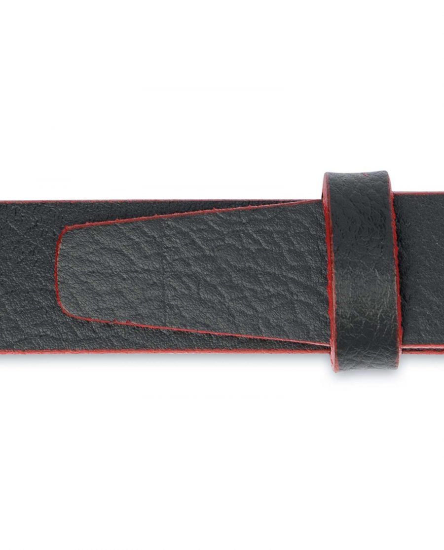 Thin-Mens-Belt-Black-leather-Red-edges-Calfskin