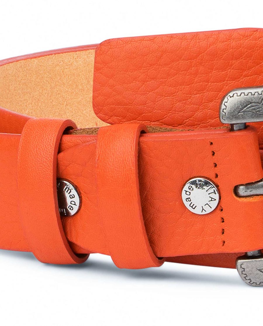 Western-Belt-For-Women-Soft-Orange-Leather-Genuine-Leather