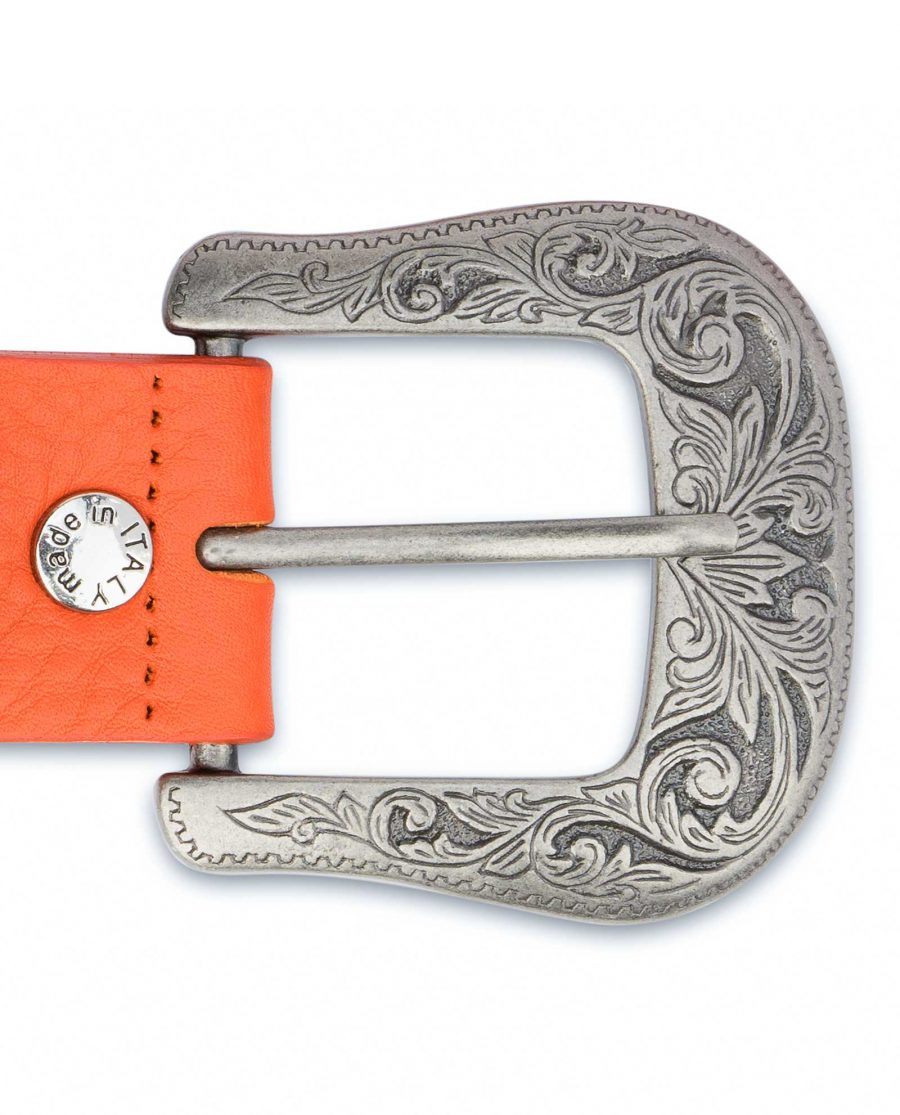 Western-Belt-For-Women-Soft-Orange-Leather-With-buckle
