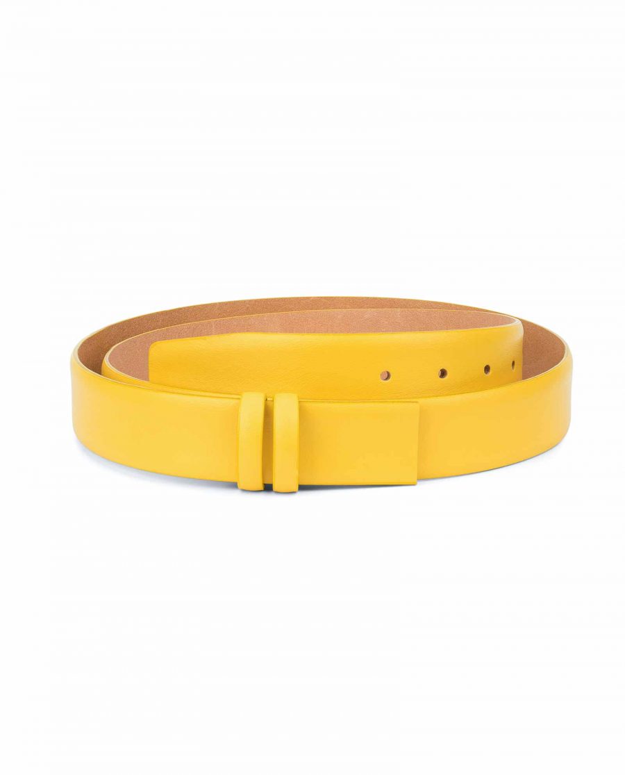 Yellow-Leather-Belt-Strap-Without-Buckle-Capo-Pelle