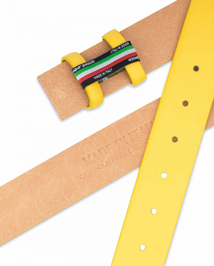 Yellow-Leather-Belt-Strap-Without-Buckle-Heat-stamp