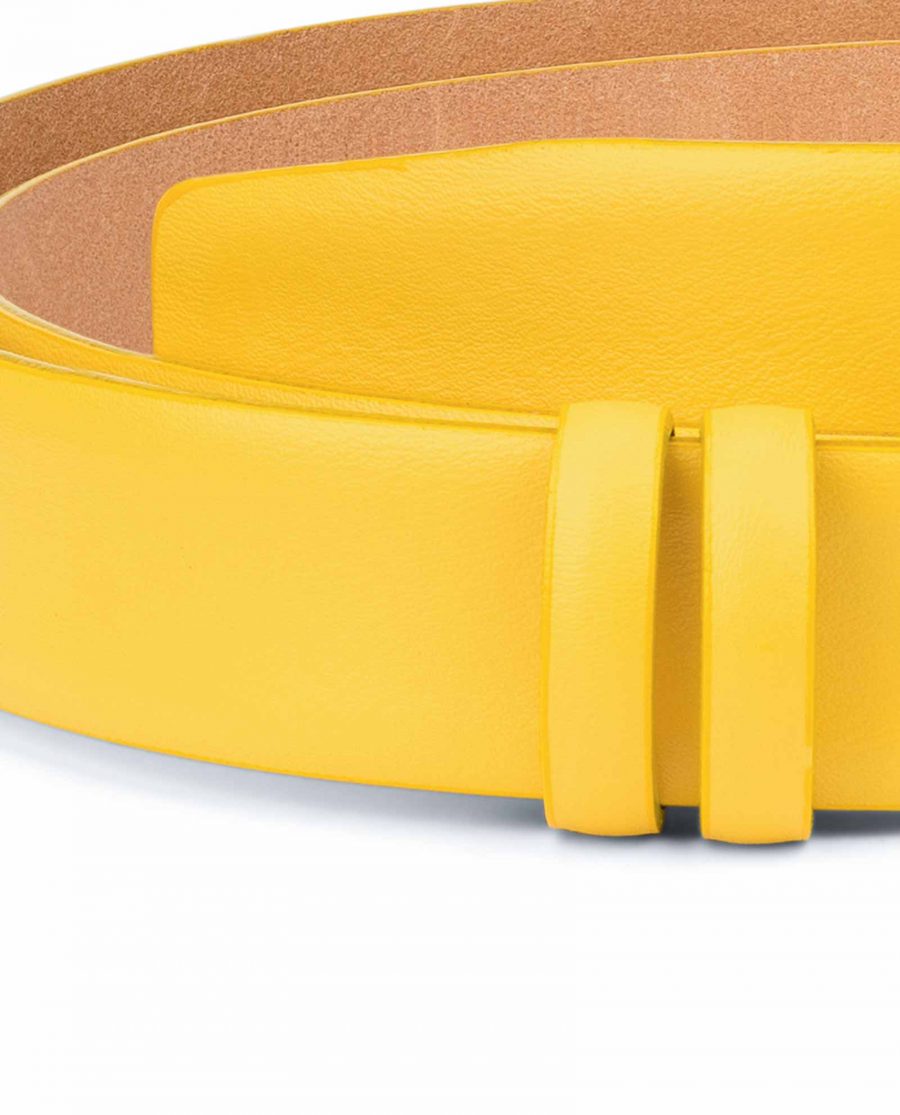 Yellow-Leather-Belt-Strap-Without-Buckle-Smooth