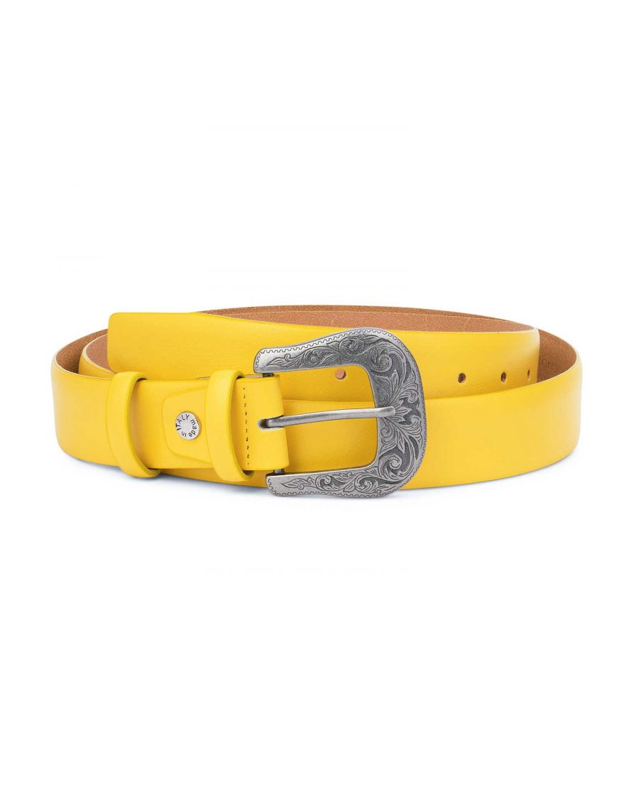 Yellow-Western-Belt-For-Ladies-With-Buckle-Capo-Pelle