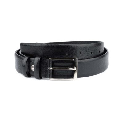 Black-Mens-Dress-Belt-Saffiano-Leather-Capo-Pelle