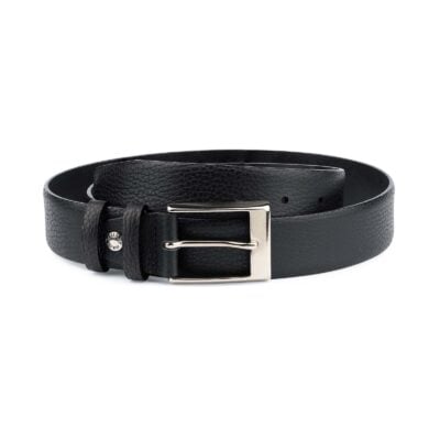 Black-Mens-Dress-Belt-Soft-Pebble-Leather-Capo-Pelle