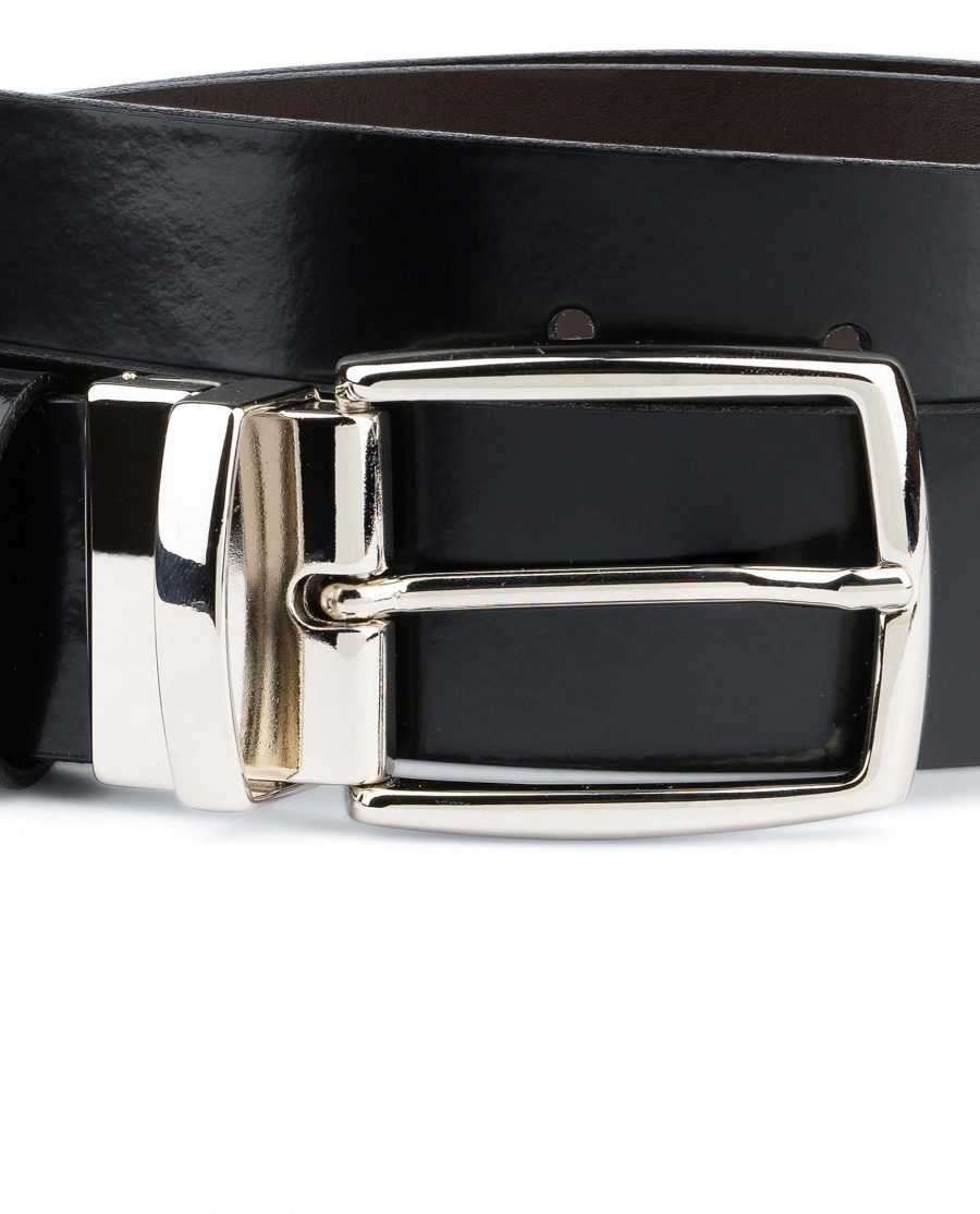 Black-Patent-Leather-Belt-Mens-Reversible-Italian-buckle