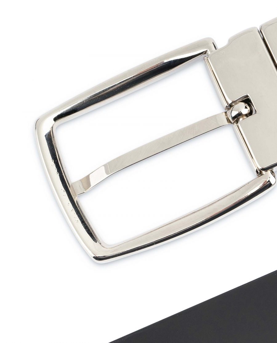 Black-Patent-Leather-Belt-Mens-Reversible-Nickel-silver