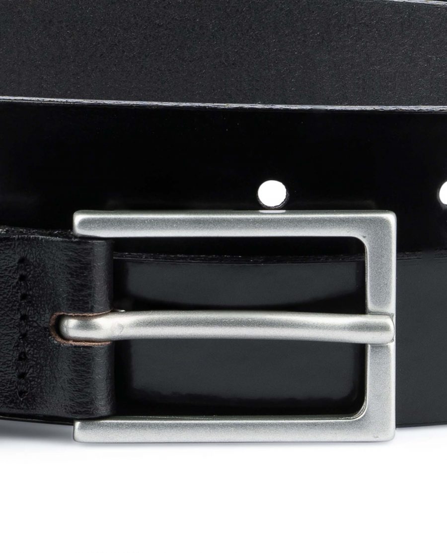 Black-Patent-Leather-Belt-Thin-1-inch-Silver-matte-buckle