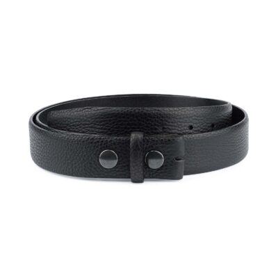 Black-Pebbled-Leather-Belt-Mens-No-buckle-Snap-on-Capo-Pelle