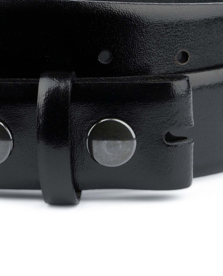Black-leather-belt-With-no-buckle-Snap-on-Button