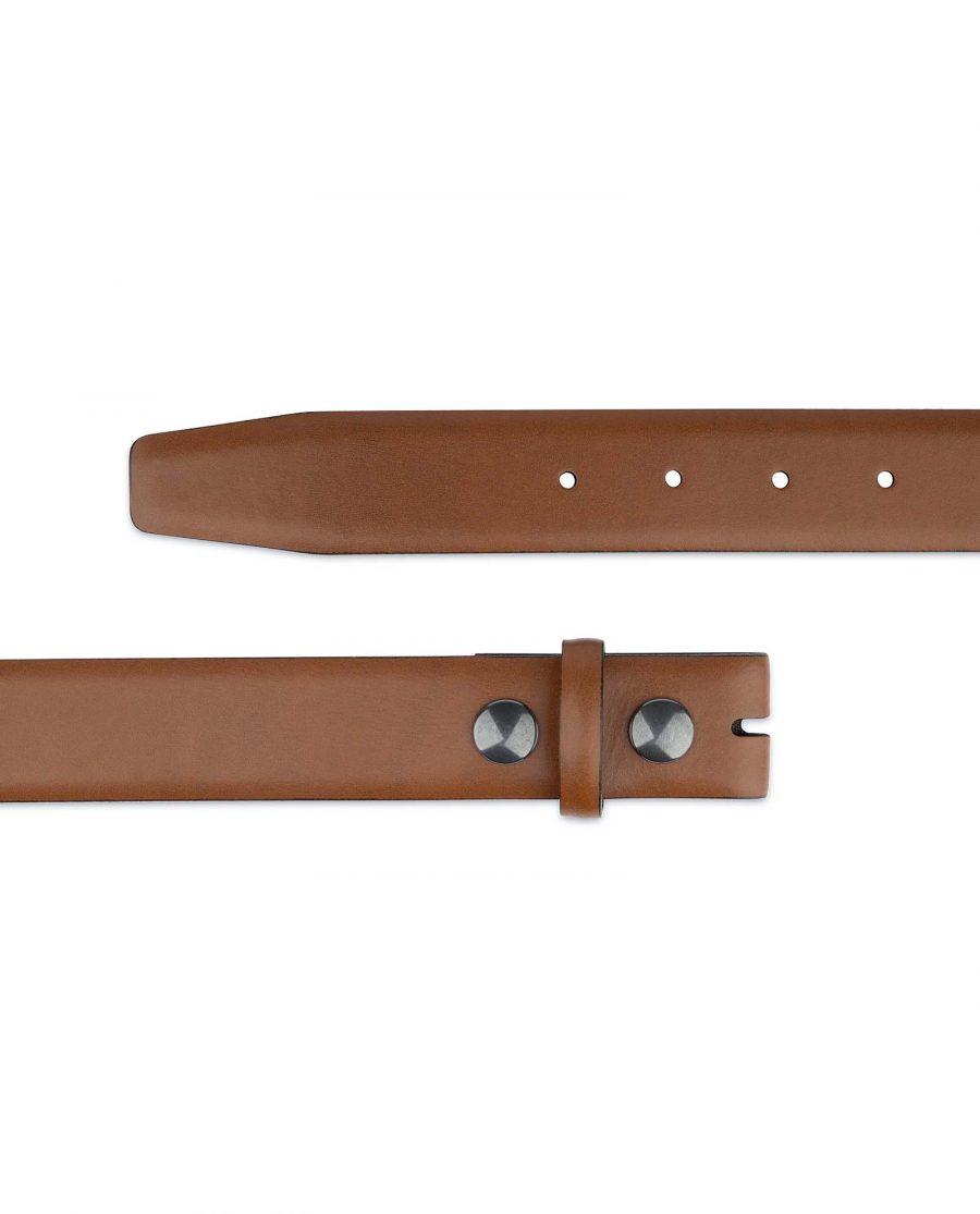 Brown-Leather-Belt-With-no-Buckle-Snap-on-Ends