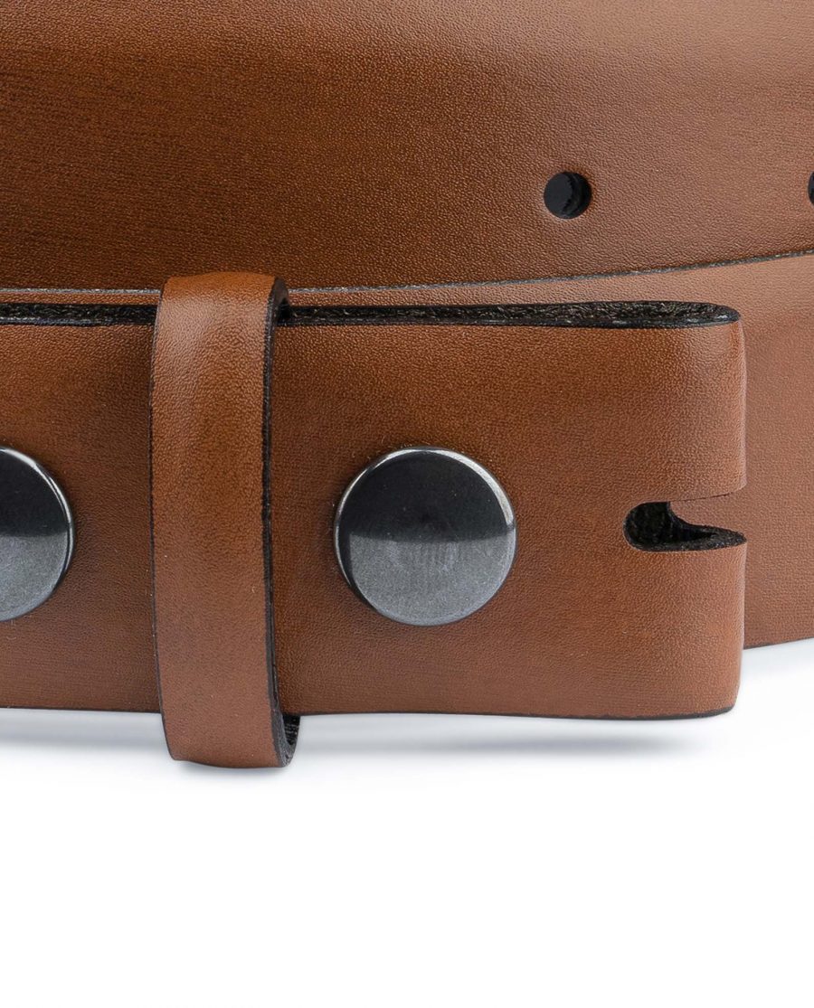 Brown-Leather-Belt-With-no-Buckle-Snap-on-YKK