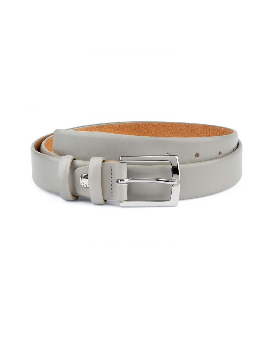 Grey-Leather-Belt-Mens-1-1-8-inch-Wide-Capo-Pelle