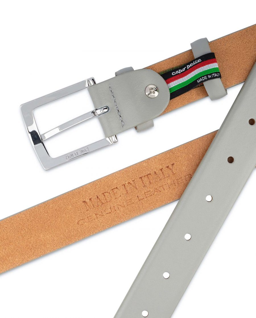 Grey-Leather-Belt-Mens-1-1-8-inch-Wide-Genuine