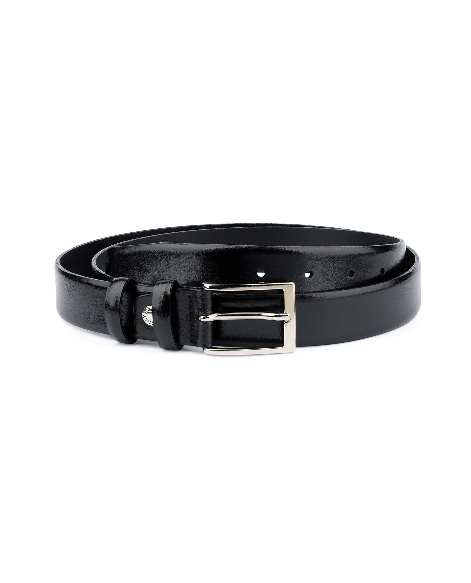Buy Black Leather Belt With Silver Buckle | LeatherBeltsOnline.com