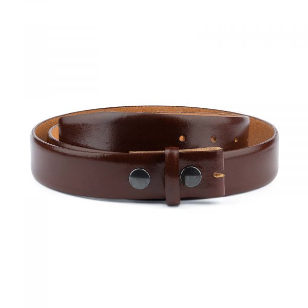 Mens-Cognac-Leather-Belt-No-buckle-Snap-on-Capo-Pelle