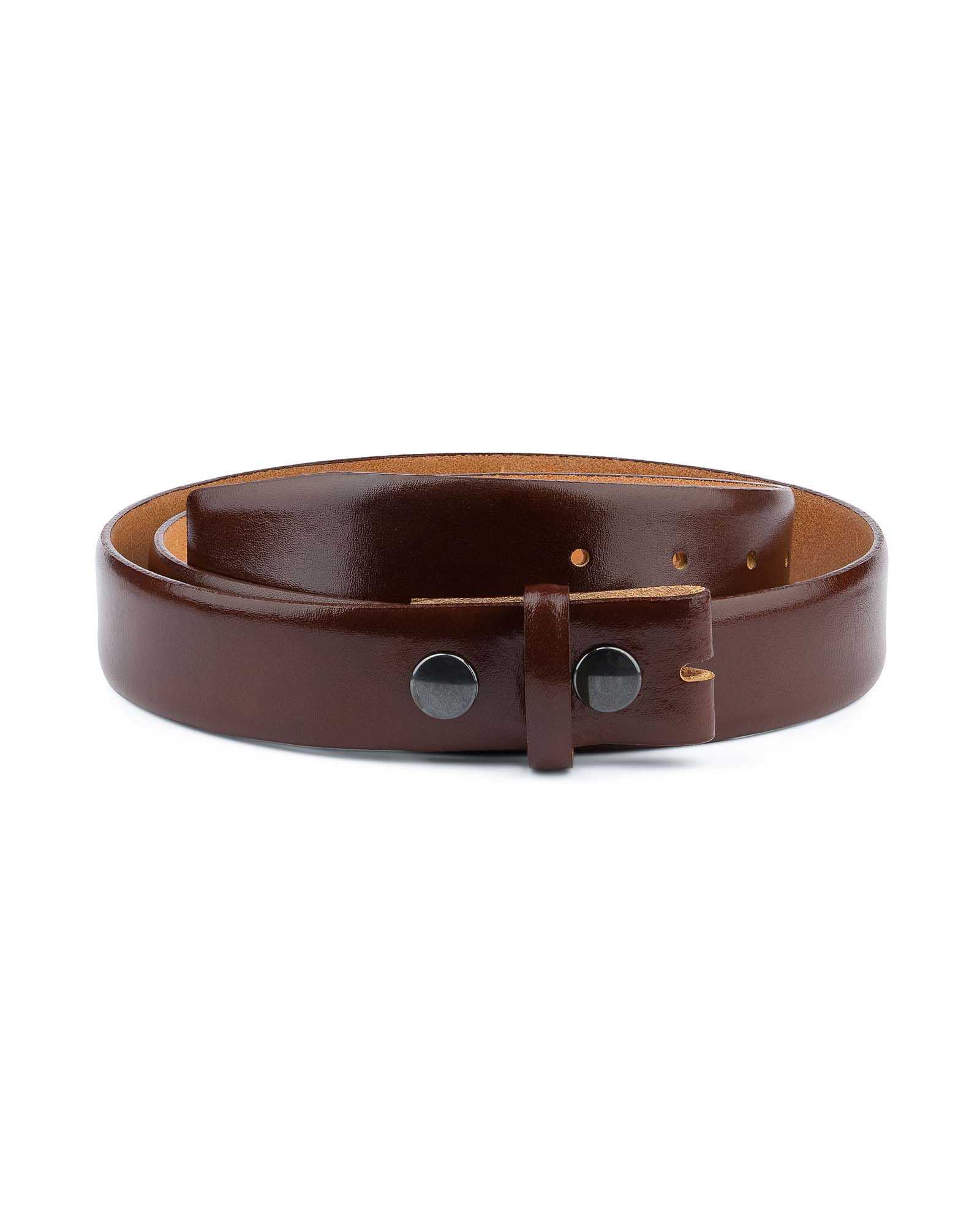 Brown Leather Snap Belt Strap Without Buckle Snap on Strap 