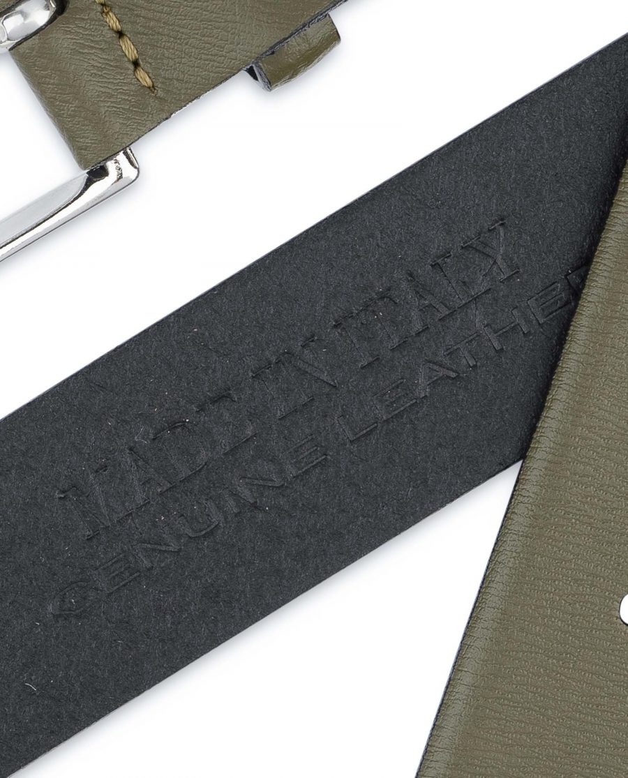Mens-Green-Belt-Olive-Leather-1-3-8-inch-Italian