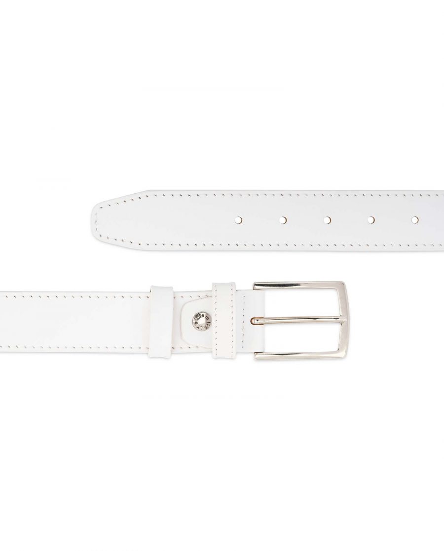 Mens-White-Belt-Genuine-Leather-1-3-8-inch-For-jeans