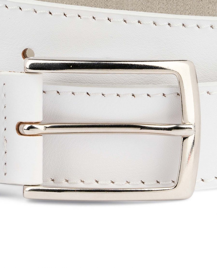 Mens-White-Belt-Genuine-Leather-1-3-8-inch-Nickel-silver