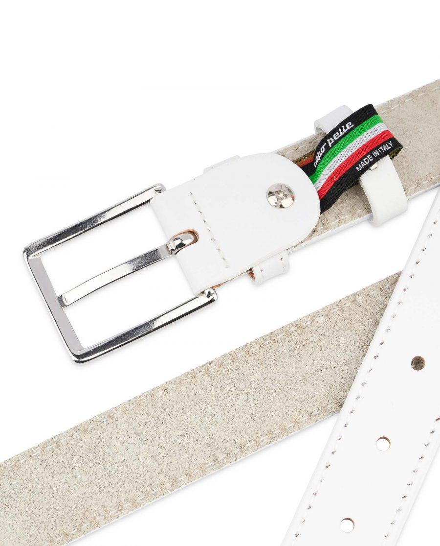 Mens-White-Leather-Belt-With-buckle-1-1-8-inch