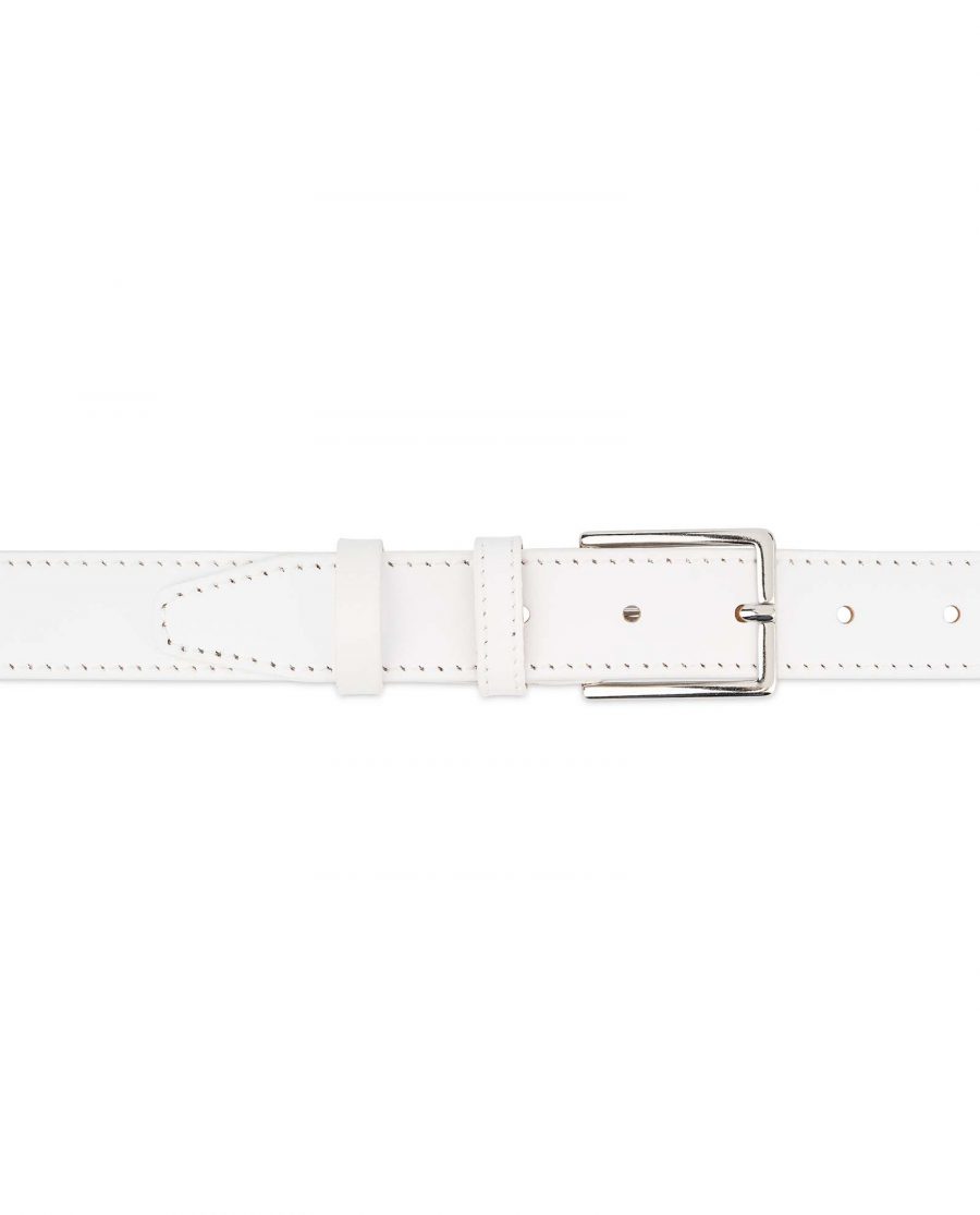 Mens-White-Leather-Belt-With-buckle-1-1-8-inch-For-jeans