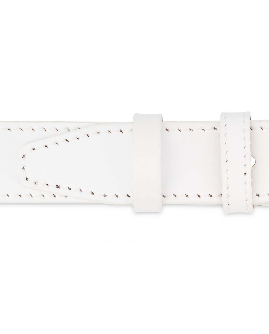 Mens-White-Leather-Belt-With-buckle-1-1-8-inch-Loops