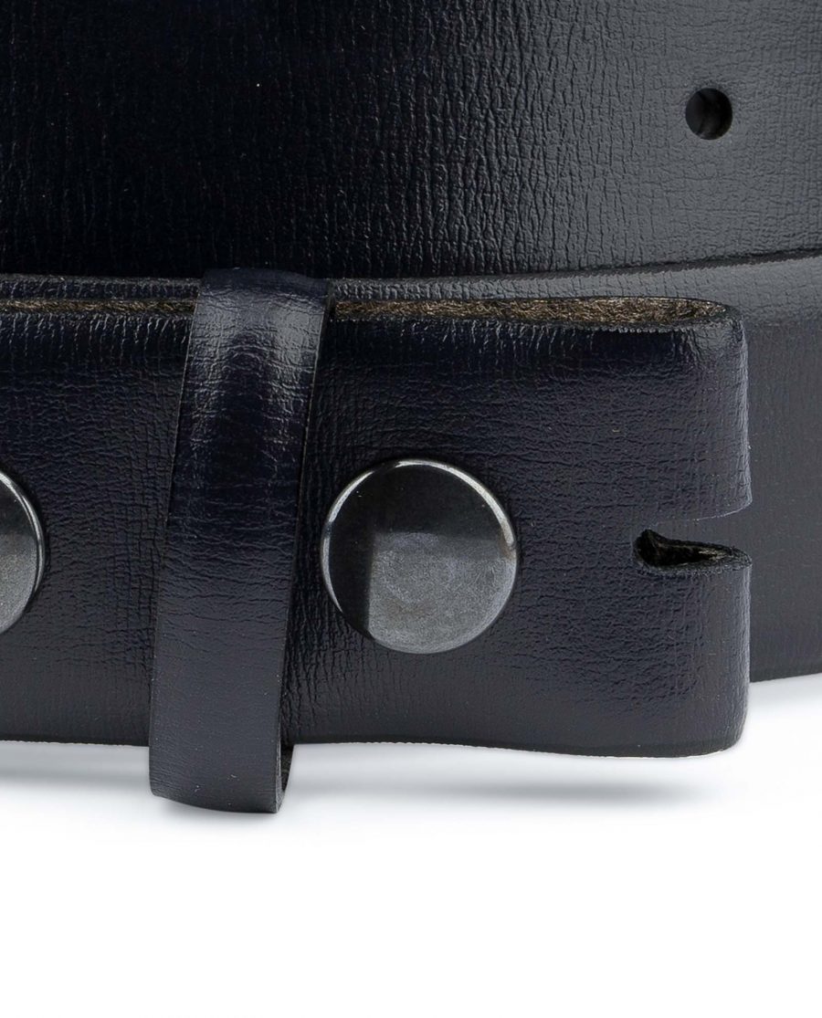 Navy-belt-With-no-buckle-Mens-blue-belts-Genuine-leather-Snap-on-YKK-Buttons-Almost-black