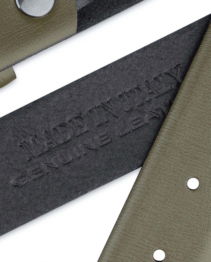 Olive-Green-Belt-no-Buckle-35-mm-Khaki-leather