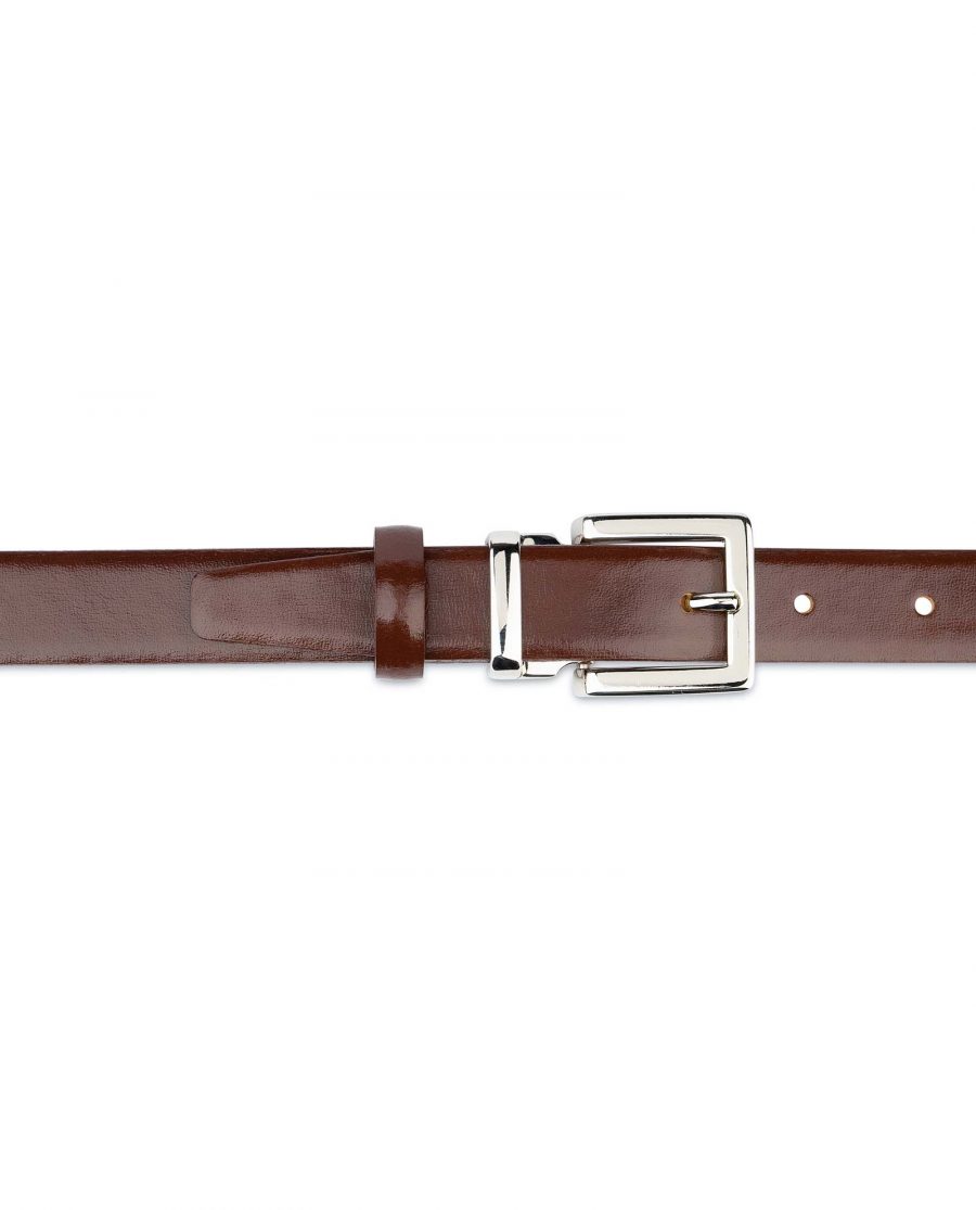Womens-Brown-Leather-Belt-Thin-1-inch-For-dresses
