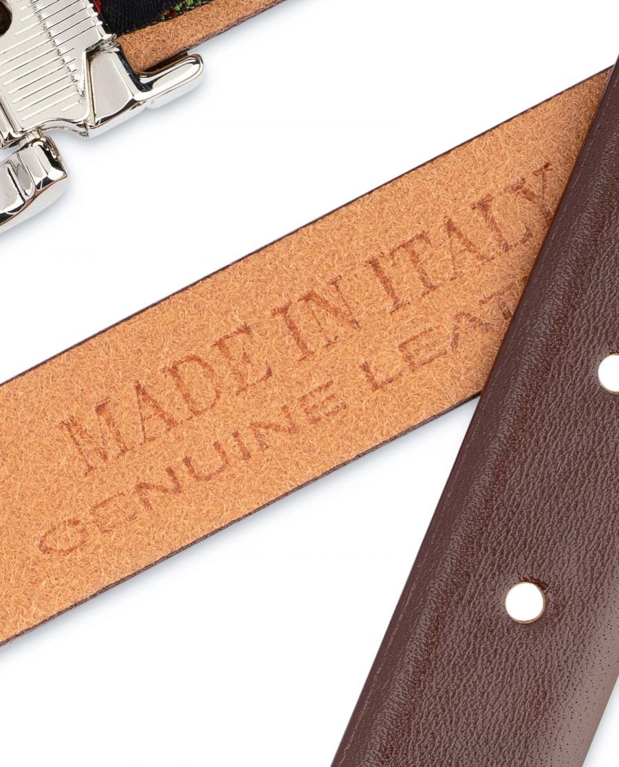 Womens-Brown-Leather-Belt-Thin-1-inch-Genuine-calfskin