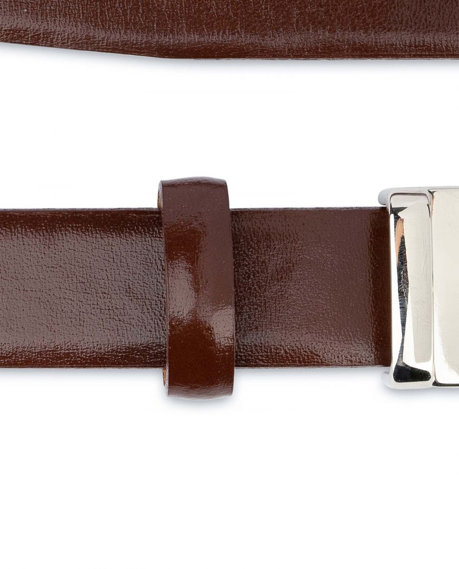 Womens-Brown-Leather-Belt-Thin-1-inch-Loops