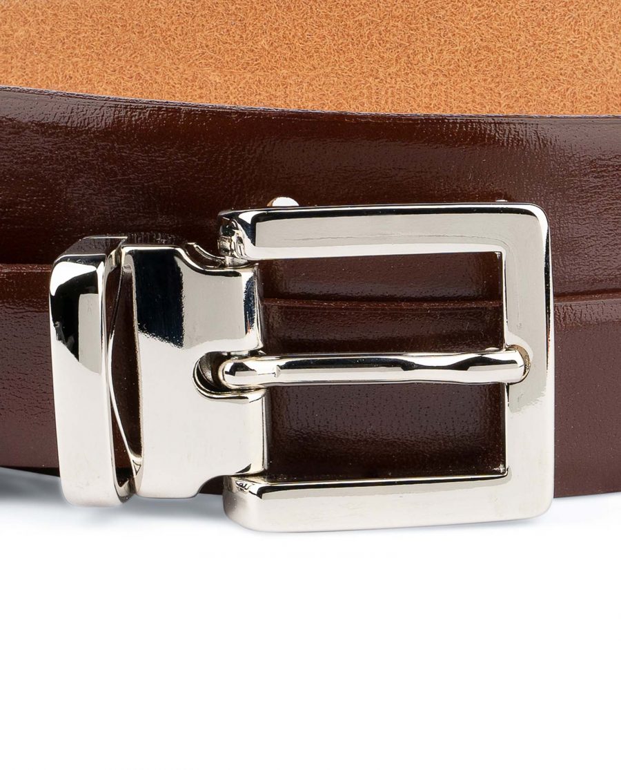 Womens-Brown-Leather-Belt-Thin-1-inch-Square-buckle