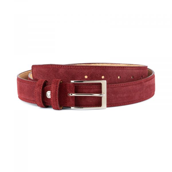 Burgundy Belt Mens Genuine Suede Capo Pelle