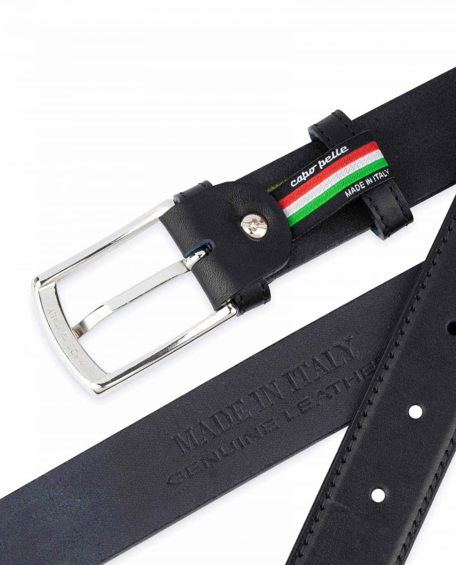 Mens Leather Belt Black Full Grain Italian Quality