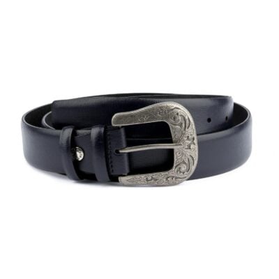 Navy Blue Belt Mens Western Capo Pelle