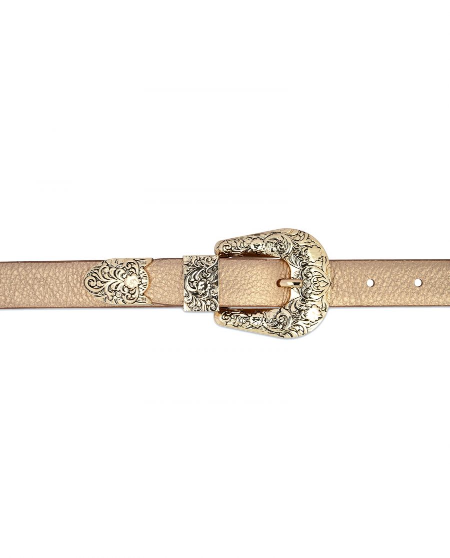 Western Rose Gold Belt With Gold Buckle For dresses