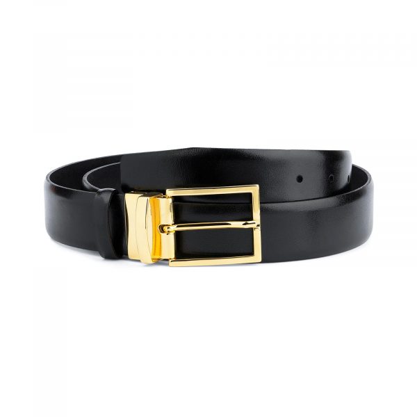 Black Belt With Gold Buckle For Men Capo Pelle