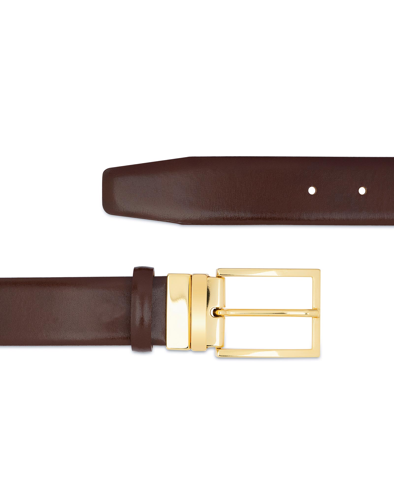 Buy Brown Belt With Gold Buckle | For Men | LeatherBeltsOnline.com