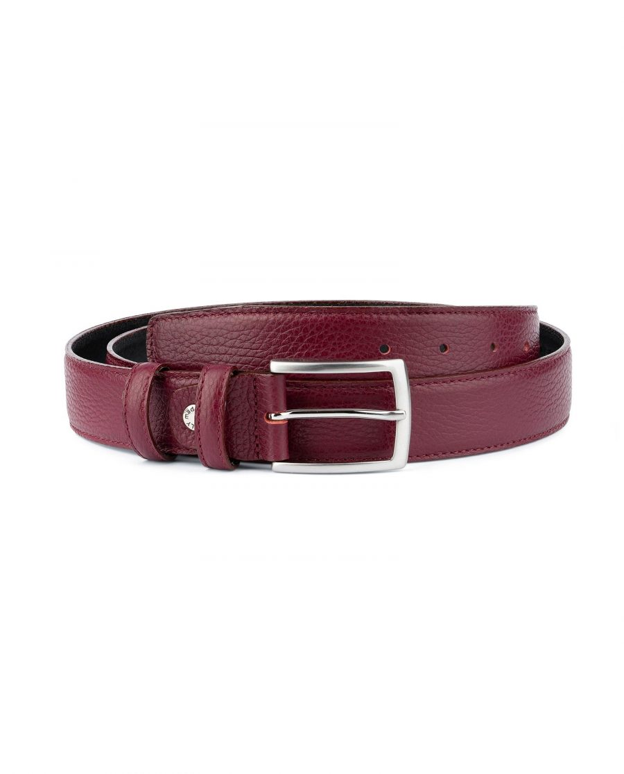 Burgundy Belt For Men Genuine Leather Capo Pelle